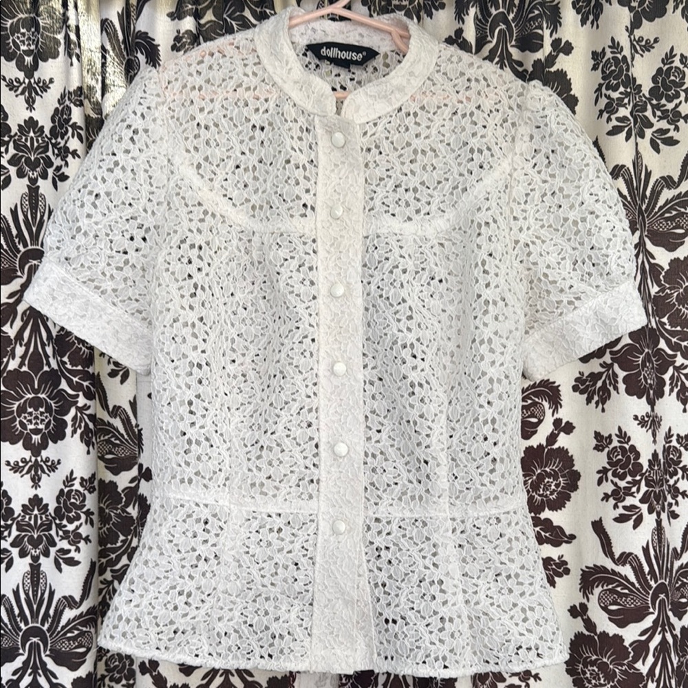 Dollhouse White Lace Women's Top